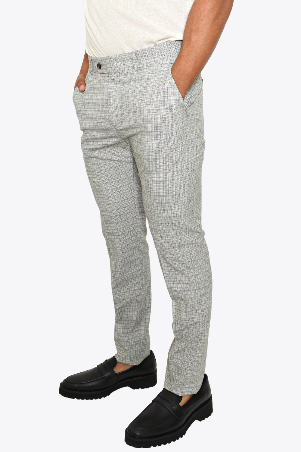 Cuadros Pantalón Gris Hombre De Vestir Zapatos Pantalon Gris