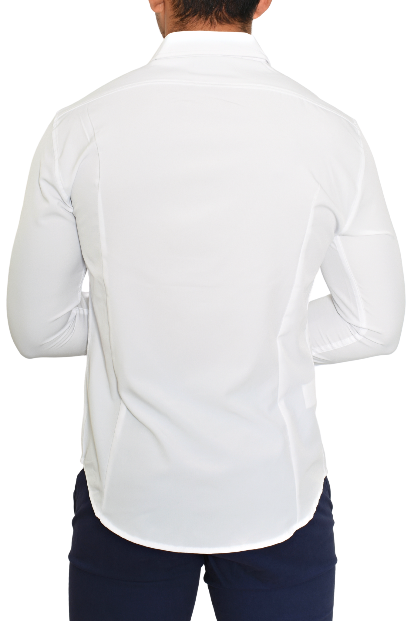 Camisa Antiarrugas Cuello Sport  Blanca M.L Premium