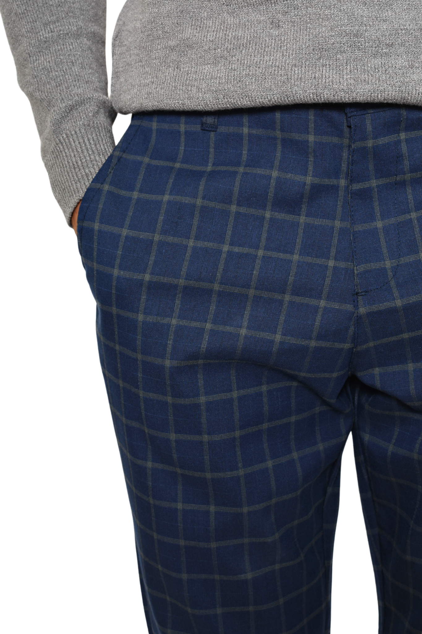 Pantalón de Vestir Cuadros Slim Lyon Azul Detalles
