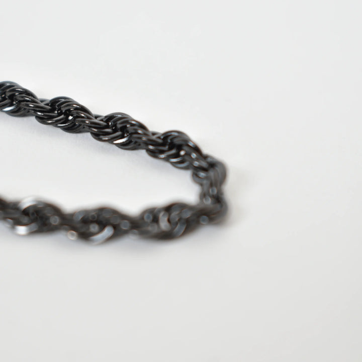 Pulsera Acero Trenza Negro 4mm Moller Detalle Eslabón