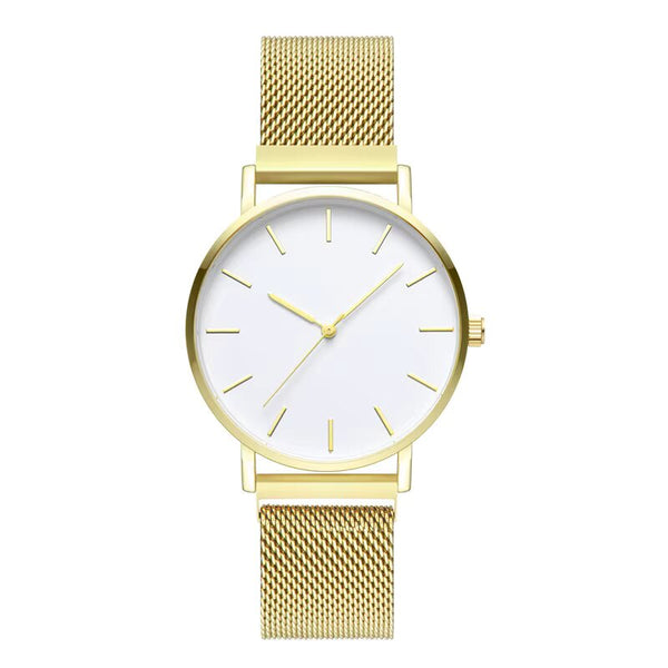 Reloj Dorado / blanco metal manecilla dorada