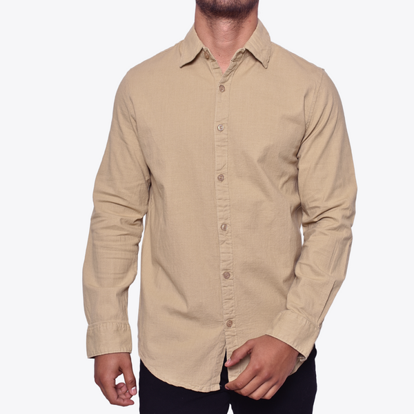 Camisa Tipo Lino M.L Khaky Cuello Sport