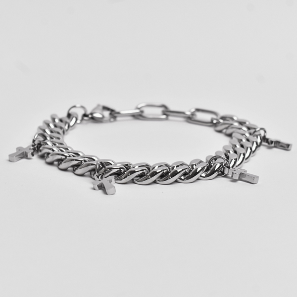 Pulsera Steel Crosses Plateada