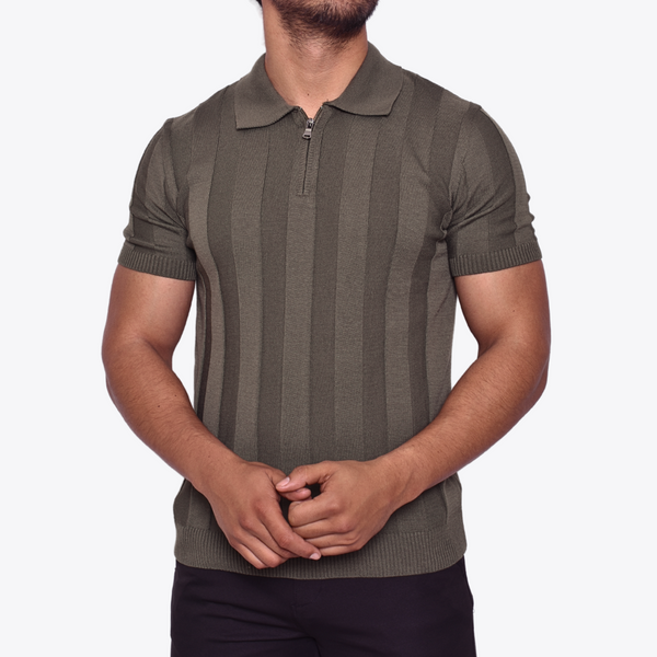 Polo Tejida Moss Zipper Verde