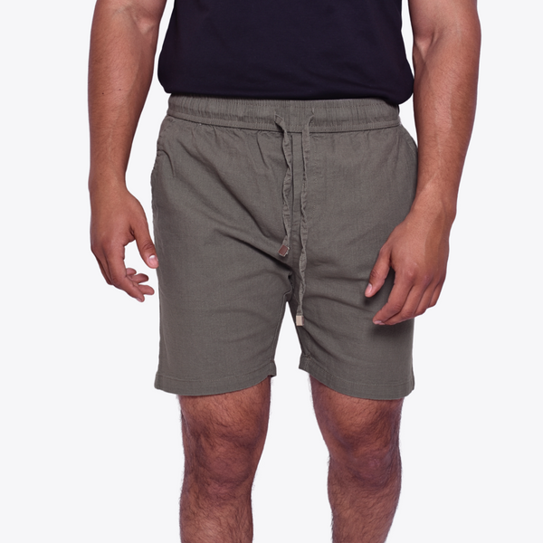 Short Tipo Lino Verde Olivo