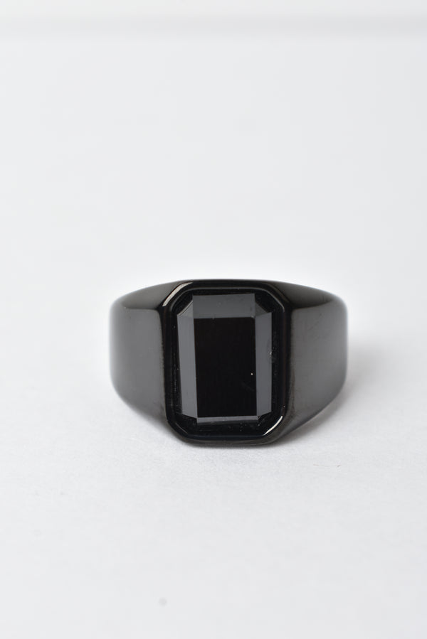 Anillo Cuadrado Negro Piedra Negra