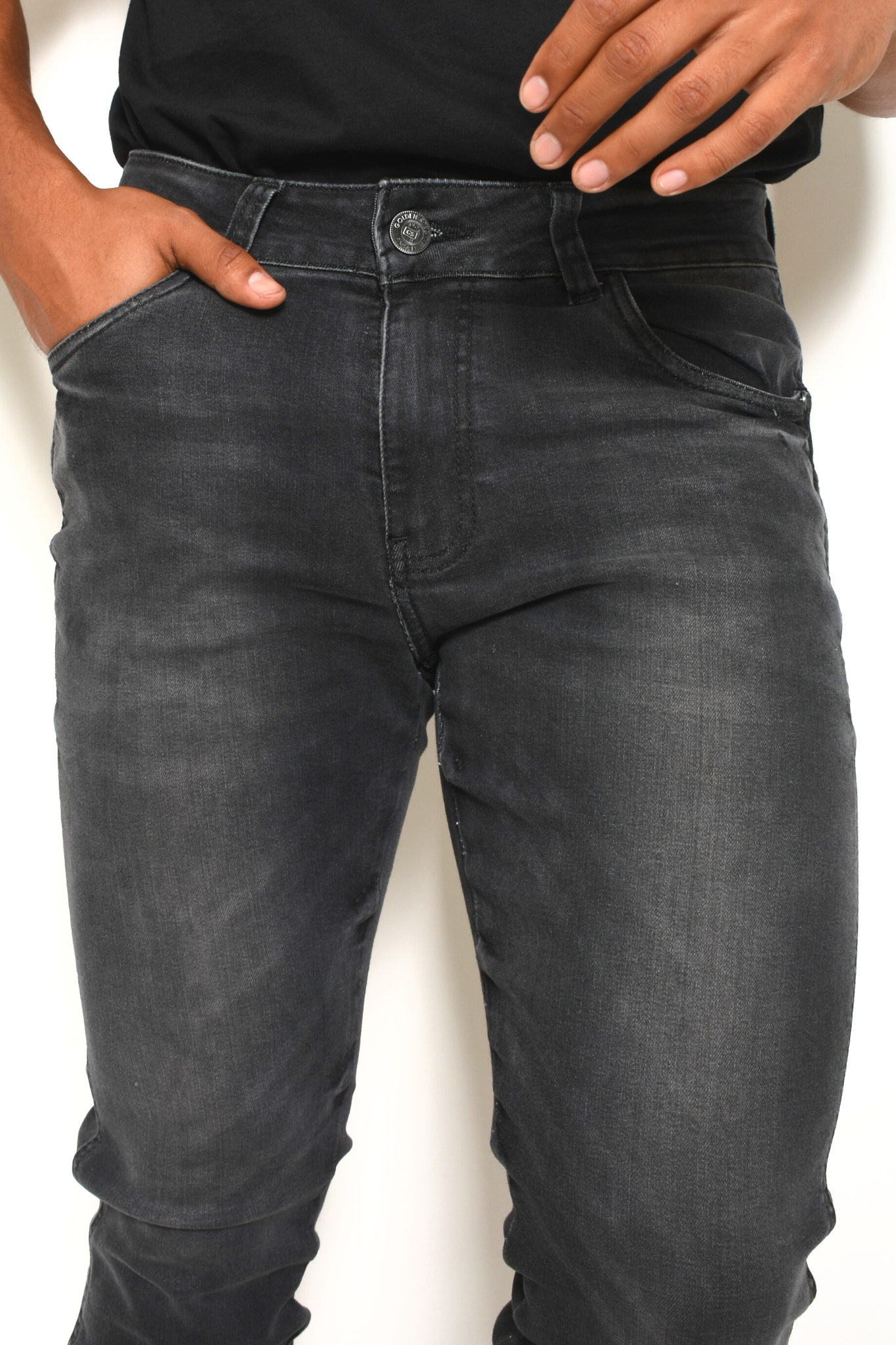 Pantalón de Mezclilla Gris Liso Skinny Confort GS – Mollerclothing