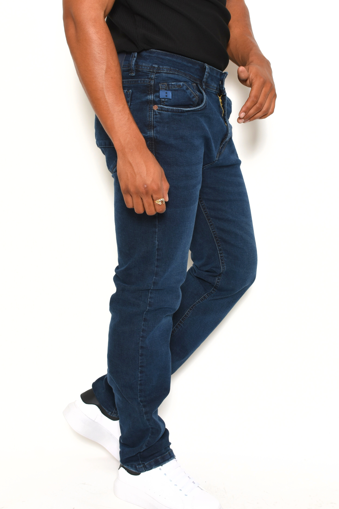 Pantalón de Mezclilla Azul Obscuro Liso Premium Slim TPS