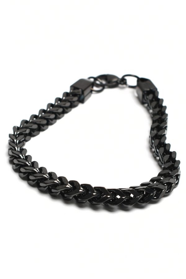 Pulsera Ancha Trenzada Negra