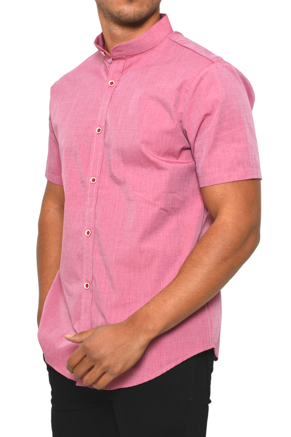 Camisa Rosa M.C. Cuello Mao