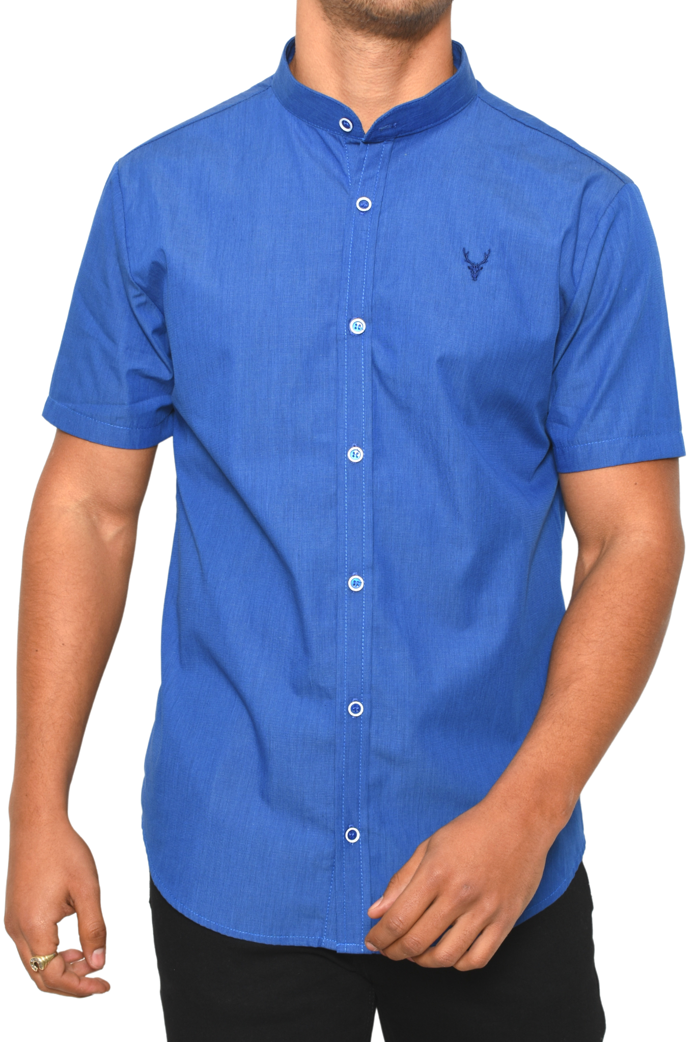 Camisa Azul M.C. Mao Bordado Venado