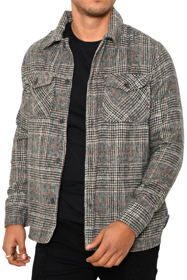 Sobre Camisa Gris Cuadros Línea Roja