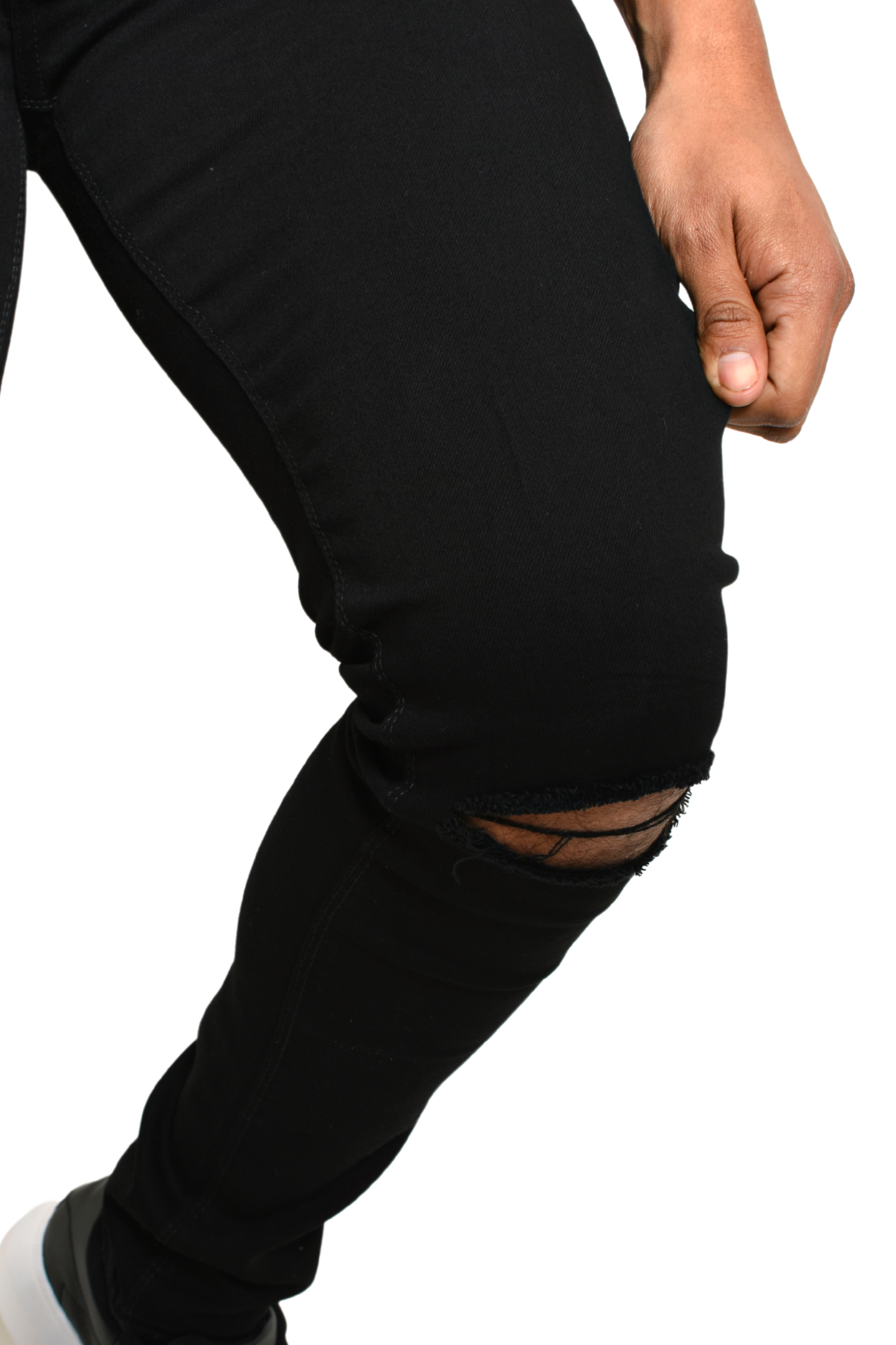 Pantalón  de Mezclilla Negro Moller Premium Rodilla Rota