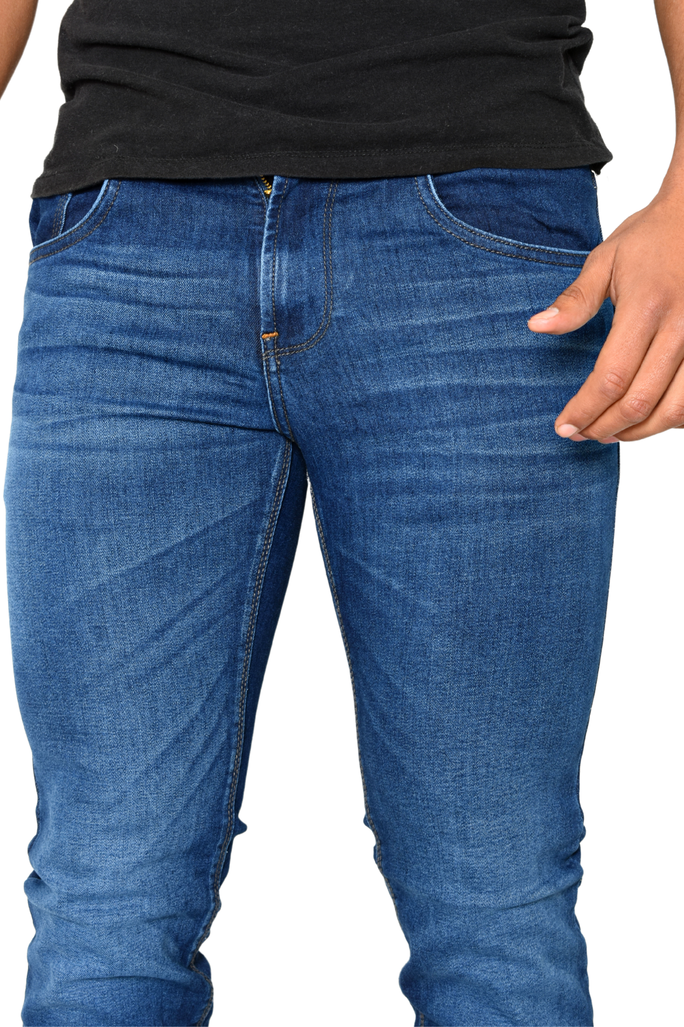 Pantalón de Mezclilla Azul Obscuro Detalle Letras Bolsillos TPS