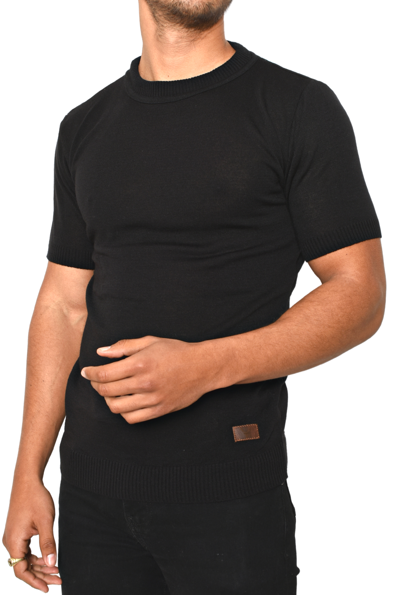 Suéter M.C. Cuello Redondo Negro