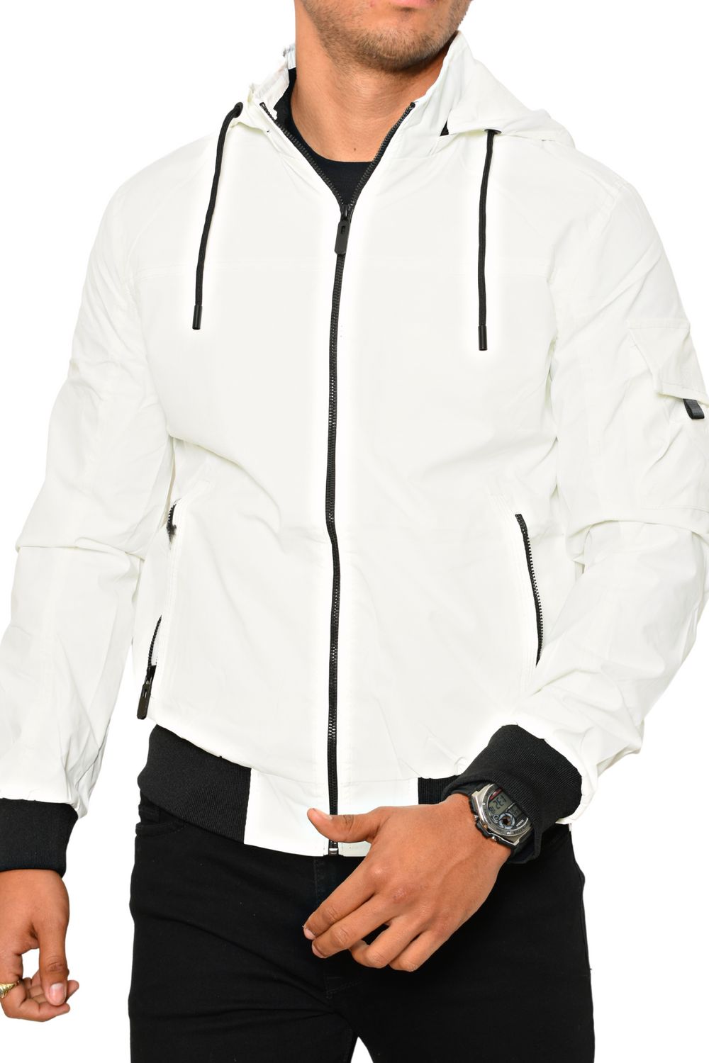Chamarra Blanca Tipo Impermeable Mollerclothing